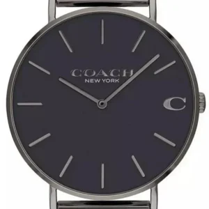 CO14602145_LRG Coach Charles Black Dial Grey Mesh Bracelet Watch for Men - 14602145