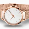Calvin-Klein-Even Calvin Klein Even White Dial Rose Gold Mesh Bracelet Watch for Women - K7B23626
