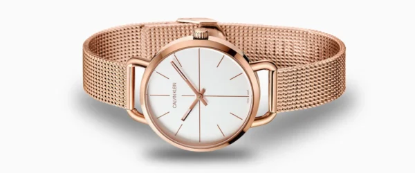Calvin-Klein-Even Calvin Klein Even White Dial Rose Gold Mesh Bracelet Watch for Women - K7B23626