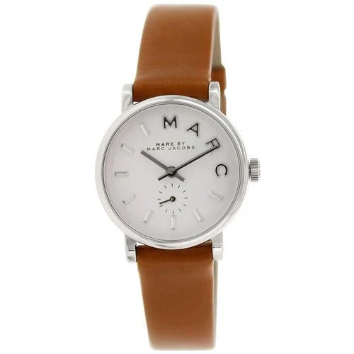 D_NQ_NP_832701-MCO29853174093_042019-O-212854 Marc Jacobs Baker White Dial Brown Leather Strap Watch for Women - MBM1270