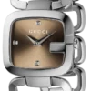 GUC0300448-953528_6de9cb85-8d59-42b2-9d4a-32b3594766ea Gucci G Gucci Brown Dial Silver Steel Strap Watch For Women - YA125401