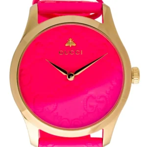 GUC1172206_1_enlarged Gucci G Timeless Quartz Pink Dial Pink Leather Strap Watch For Women - YA1264115