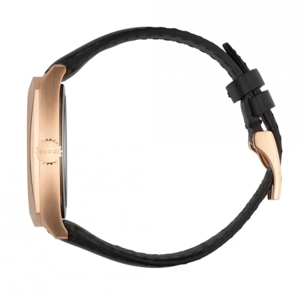 Gucci GG2570 Quartz Black Dial Black Leather Strap Watch For Men - YA142309