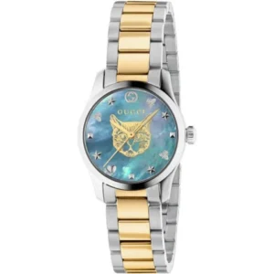 GUCCIYA12650111_large_c4ffefb6-592f-4967-9795-aca5bc388a10 Gucci G Timeless Quartz Mother of Pearl Blue Dial Two Tone Steel Strap Watch For Women - YA1265011
