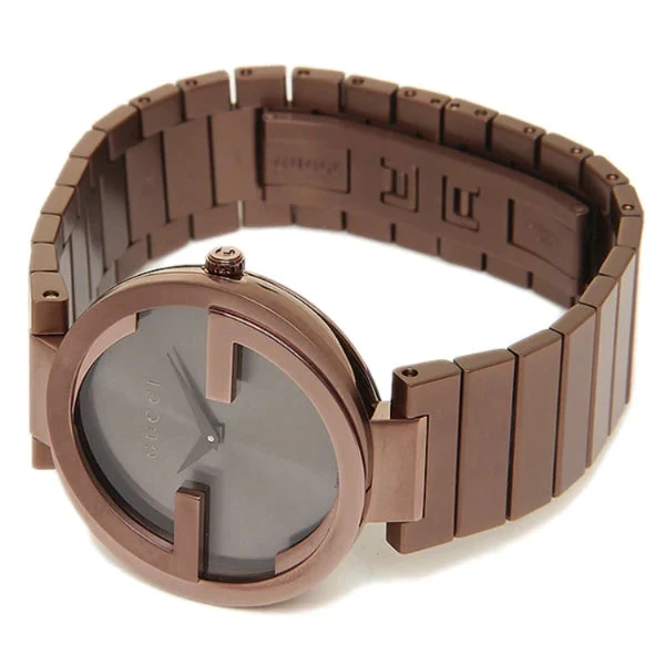GUCCIYA1333172 Gucci Interlocking G Quartz Brown Dial Brown Steel Strap Watch for Women - YA133317