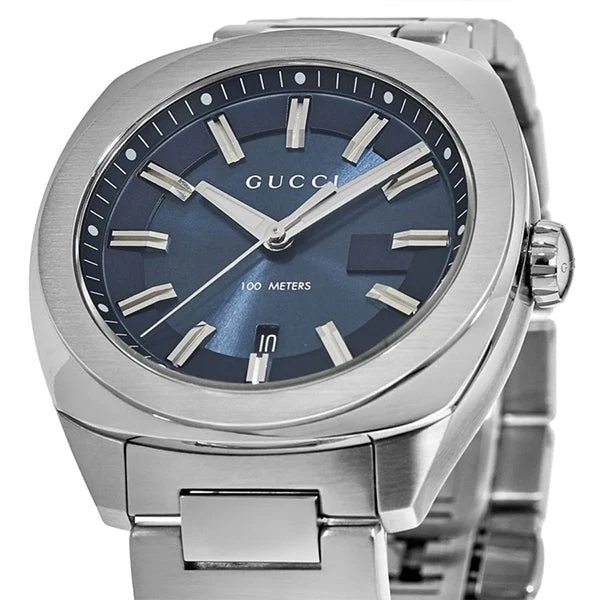 GUCCIYA142303-3-628898 Gucci GG2570 Quartz Blue Dial Silver Steel Strap Watch For Men - YA142303
