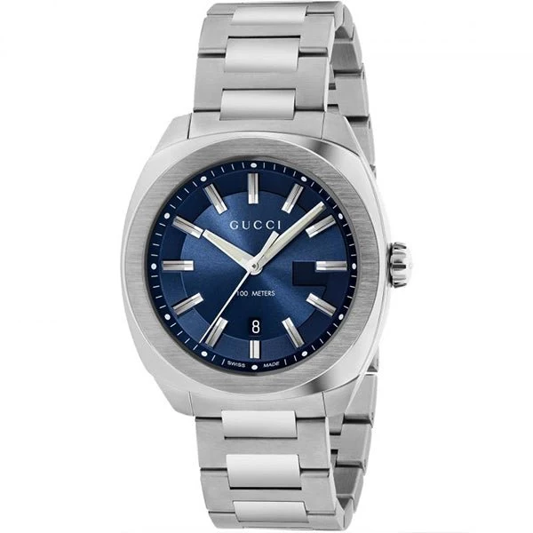 GUCCIYA142303-568476 Gucci GG2570 Quartz Blue Dial Silver Steel Strap Watch For Men - YA142303