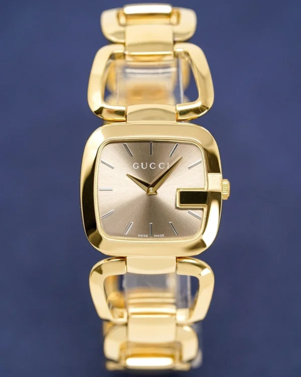 Gucci G Gucci Brown Dial Rose Gold Steel Strap Watch For Women - YA125408