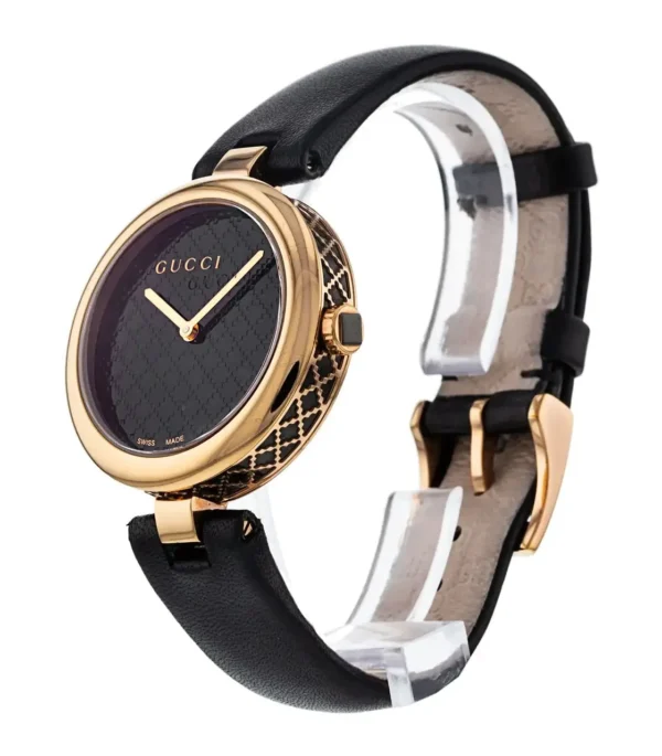 Gucci-Diamantissima-YA141401-157647-3-200128-095750 Gucci Diamantissima Quartz Black Dial Black Leather Strap Watch for Women - YA141401