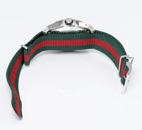 Gucci Dive Black Dial Red & Green Nylon Strap Watch For Men - YA136209