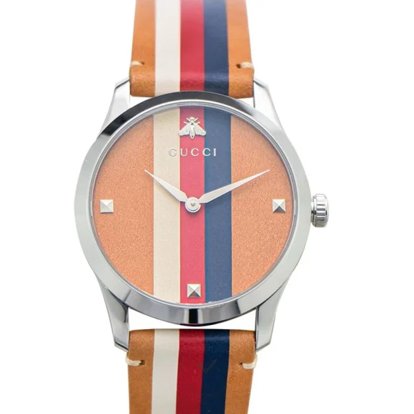 Gucci-G-Timeless-YA1264078 Gucci G Timeless Quartz Brown Dial Brown Leather Strap Watch For Men - YA1264078