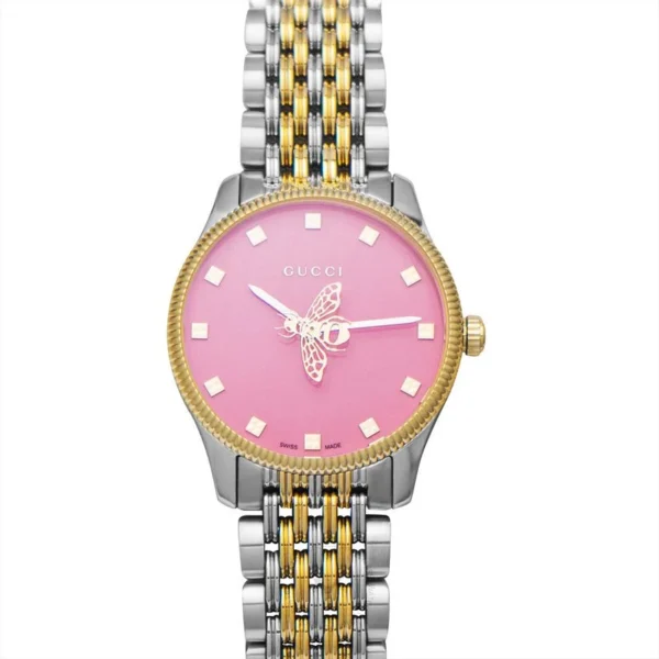 Gucci-G-Timeless-YA1265030 Gucci G Timeless Quartz Pink Dial Two Tone Steel Strap Watch For Women - YA1265030