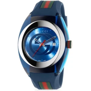 Gucci-GG-YA137104-Blue_537bc0e5-bad5-4a5b-8e4b-f217b6a142d6 Gucci Sync XXL Quartz Blue Dial Blue Rubber Strap Watch For Men - YA137104