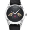 Gucci G Timeless Bee Black Dial Black Leather Strap Watch For Women - YA1264067