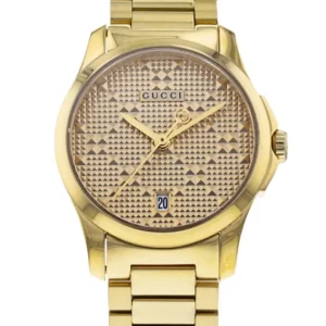 Gucci G Timeless Gold Dial Gold Steel Strap Watch For Women - YA126553