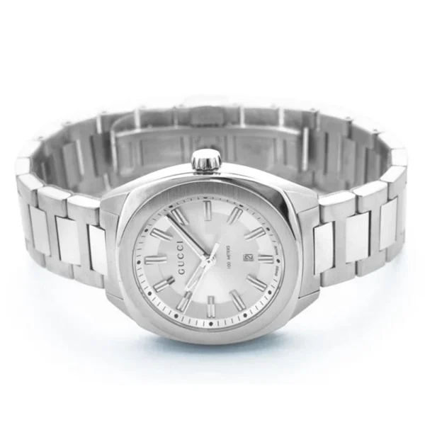 Gucci-Gg2570-YA142402_2 Gucci G Timeless GG2570 Silver Dial Silver Steel Strap Watch For Men - YA142402