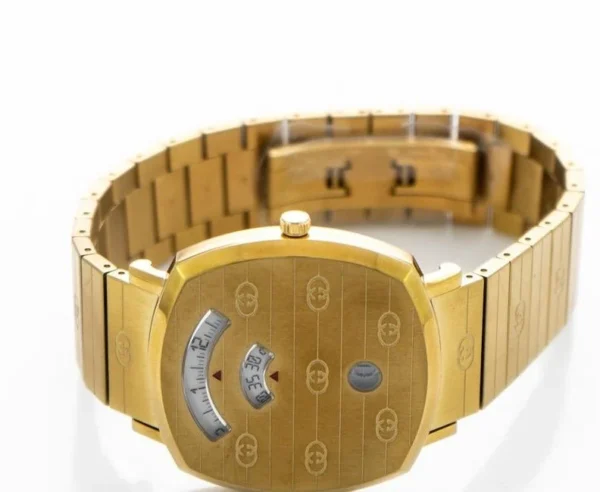 Gucci-Grip-YA157409_2-474337 Gucci Grip Quartz Yellow Gold Dial Gold Steel Strap Unisex Watch - YA157409