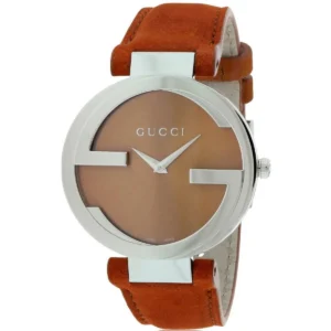 Gucci-Interlocking-Orange-Women-s-Watch-YA133316.59418bd0eced7a7e08b1d38fe78cbcb3_5a9f5e0f-1fbb-430a-bfb9-835c88b61358 Gucci Interlocking G Quartz Orange Dial Orange Leather Strap Watch For Women - YA133316
