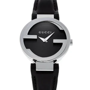 Gucci-Interlocking-YA133501-137244-2-190507-130955 Gucci G Interlocking Black Dial Black Leather Strap Watch For Women - YA133501
