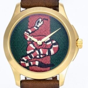 Gucci-Le-Marche-Des-Merveilles-Ladies-yellow-gold-plated-YA1264012-Women-2011-present_1569151767_182-883517_98cf34d4-d39b-4131-9131-0e679e4b8f0e Gucci Le Marche Des Merveilles Green and Red Dial Brown Leather Strap Unisex Watch - YA1264012