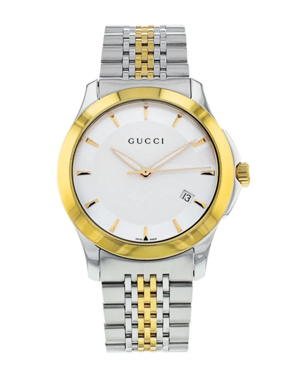 Gucci G Timeless Silver Dial Two Tone Steel Strap Watch For Men - YA126409