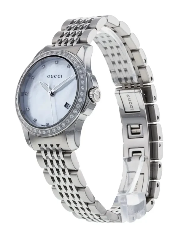 Gucci-Timeless-YA126506-207130-3-220119-150954 Gucci G Timeless Diamonds Mother of Pearl Dial Silver Steel Strap Watch For Women - YA126506