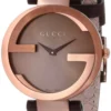 Gucci Interlocking Brown Dial Brown Leather Strap Watch For Women - YA133309