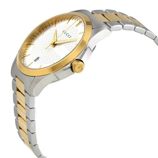 GucciG-TimelessSilverDialMen_s-895253 Gucci G Timeless Silver Dial Two Tone Steel Strap Watch For Men - YA126474