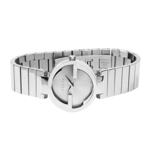 GucciInterlockingGLadiesWatch...-578926_3cc4ddde-f863-4233-967d-f0d7bc9d09c0 Gucci G Interlocking Silver Dial Silver Steel Strap Watch For Women - YA133503