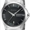 Gucci G Timeless Black Dial Silver Steel Strap Unisex Watch - YA126457