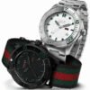 Gucci G Timeless Sport Black Dial Two Tone NATO Strap Watch For Men - YA126229