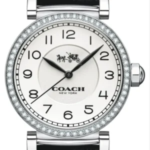 Coach Madison White Dial Black Leather Strap Watch for Women - 14502399