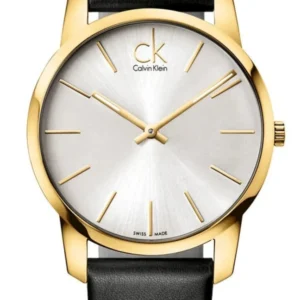 K2G21520_1 Calvin Klein City Silver Dial Black Leather Strap Watch for Men - K2G21520