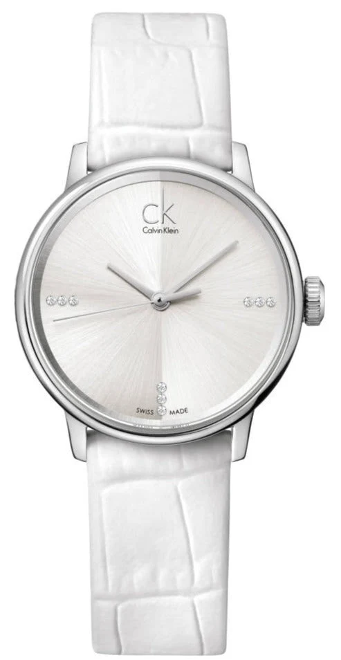 K2Y2Y1KW_FXA_e319ae7f-d409-4046-8ee0-1ad71bc23f8d Calvin Klein Accent Silver Dial White Leather Strap Watch for Women - K2Y2Y1KW