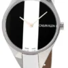 Calvin Klein Rebel White Black Dial White Leather Strap Watch for Women - K8P231L1