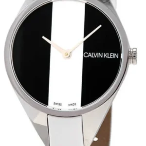 Calvin Klein Rebel White Black Dial White Leather Strap Watch for Women - K8P231L1