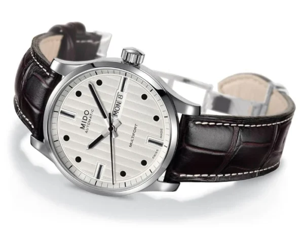 M005.430.16.031.80_001 Mido Multifort Automatic Silver Dial Black Leather Strap Watch For Men - M005.430.16.031.80