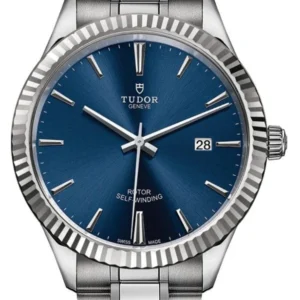 M12710-0013-tudor1 Tudor Style Automatic Blue Dial Silver Steel Strap Watch for Men - M12710-0013