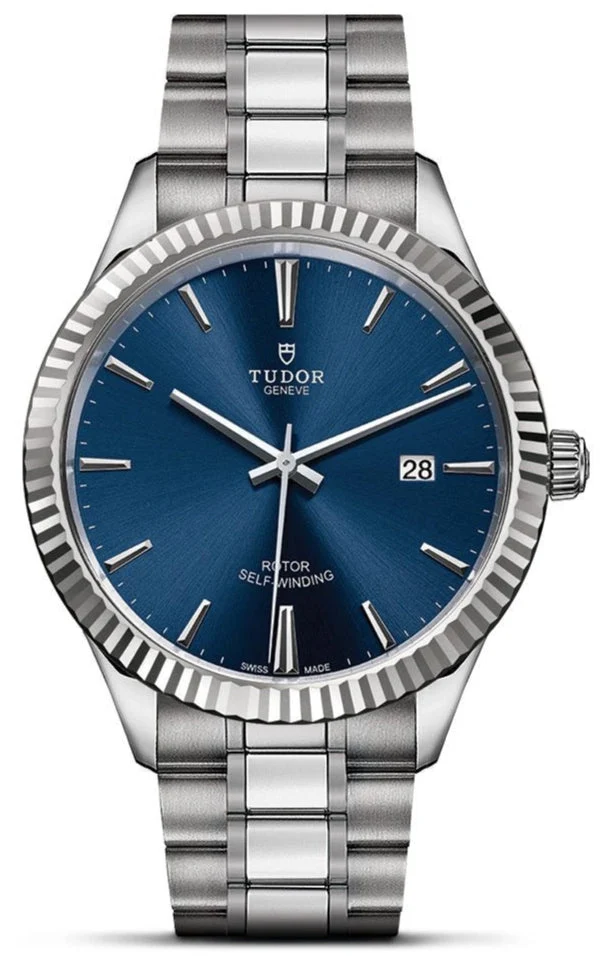 Tudor Style Automatic Blue Dial Silver Steel Strap Watch for Men - M12710-0013