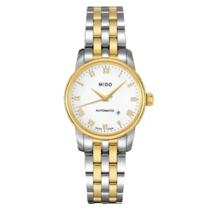 M7600.9.26.1_0_front_1 Mido Baroncelli III Automatic White Dial Two Tone Steel Strap Watch For Women - M7600.9.26.1