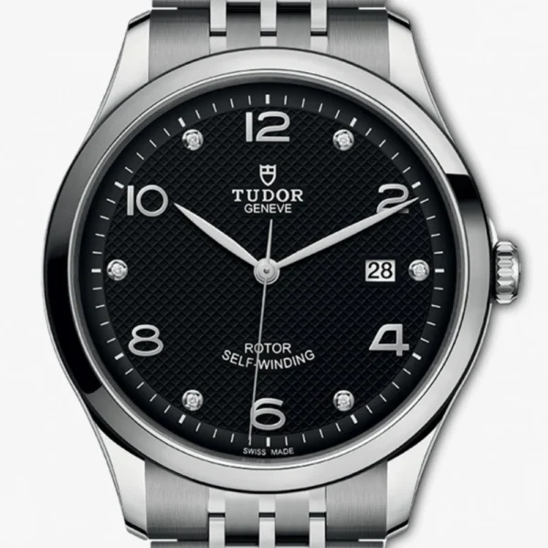 M91650-0004_0 Tudor 1926 Automatic Diamonds Black Dial Silver Steel Strap Watch for Men - M91650-0004