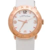 MARC-WA219_V1 Marc Jacobs Amy White Dial White Leather Strap Watch for Women - MBM1180