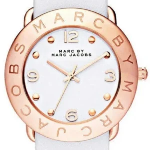 Marc Jacobs Amy White Dial White Leather Strap Watch for Women - MBM1180