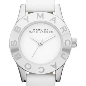 Marc Jacobs Mini Blade White Dial White Leather Strap Watch for Women - MBM1206