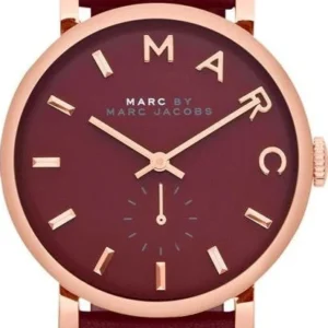 MBM1267-120618 Marc Jacobs Baker Maroon Dial Maroon Leather Strap Watch for Women - MBM1267