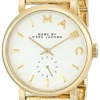 Marc Jacobs Baker White Dial Gold Steel Strap Watch for Women - MBM3243