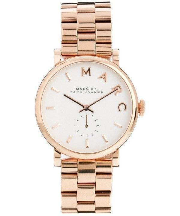 MBM3244_LRG-255972 Marc Jacobs Baker White Dial Rose Gold Steel Strap Watch for Women - MBM3244