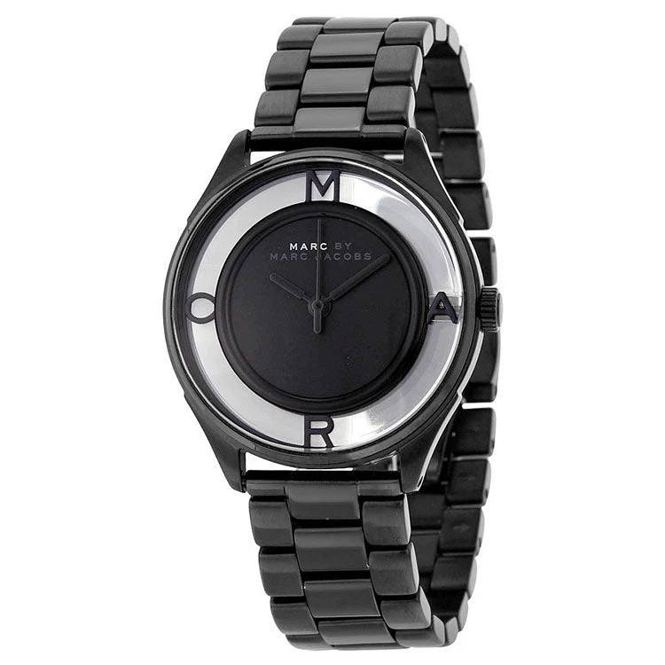 Marc Jacobs Tether Transparent Black Dial Black Steel Strap Watch for Women - MBM3419