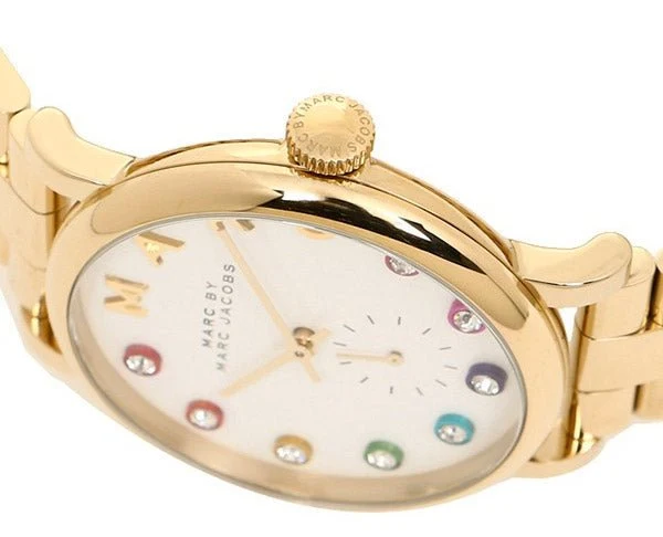 MBM3440_2-316056_a6e01e7a-fe79-450d-b80c-905db21347ad Marc Jacobs Baker White Dial Gold Steel Strap Watch for Women - MBM3440