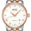 MIDO-BARONCELLI-M8600.9.N6.1 Mido Baroncelli Automatic White Dial Two Tone Steel Strap Watch For Women - M8600.9.N6.1